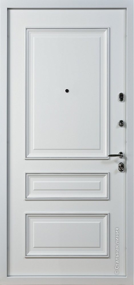 Входная дверь Барон SteelLak «Белый» с серебряной патиной
