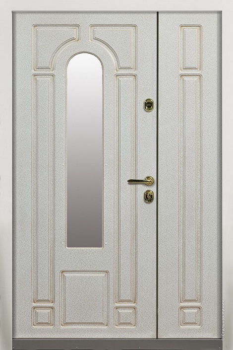 Входная дверь Империя SteelTex Protect «Белый» с золотой патиной