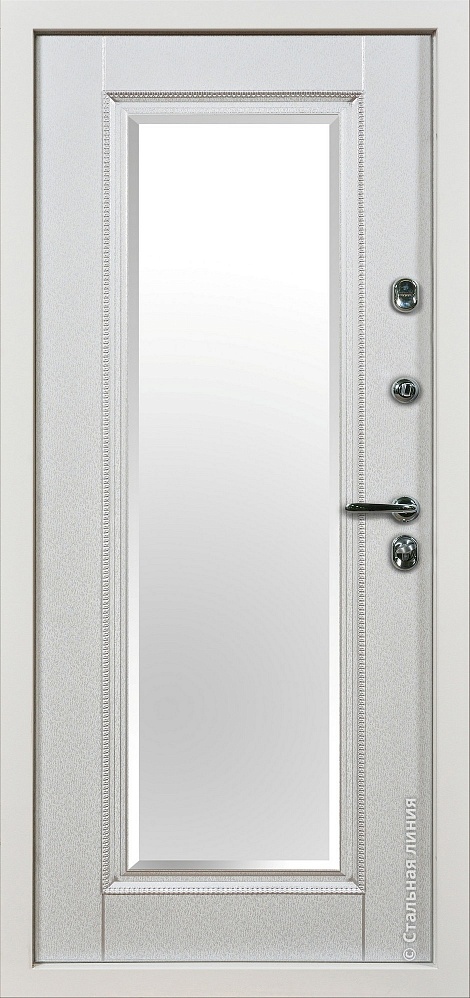 Входная дверь Виконт SteelTex «Белый» с серебряной патиной