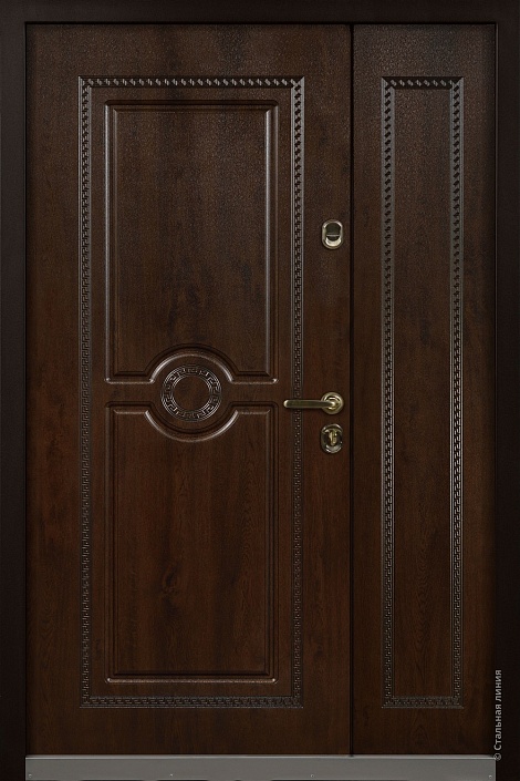 Входная дверь Версаче 2 SteelTex Protect «Дуб тёмный» с чёрной патиной
