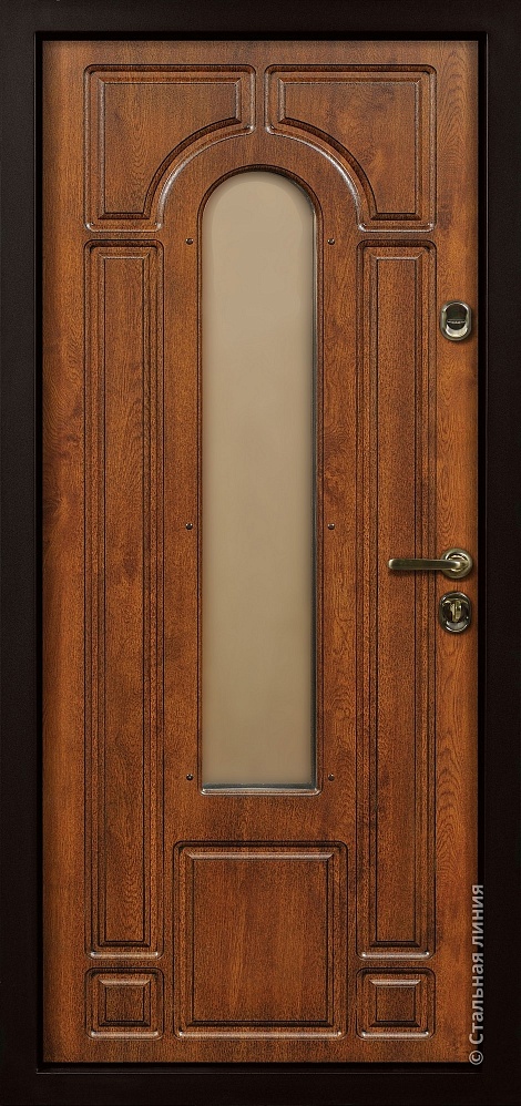 Входная дверь Тауэр SteelTex Protect «Дуб золотистый» с чёрной патиной