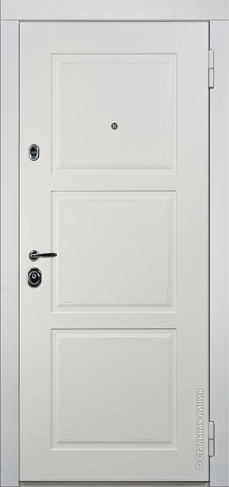 Входная дверь Ламбре SteelLak «Белый» с серебряной патиной