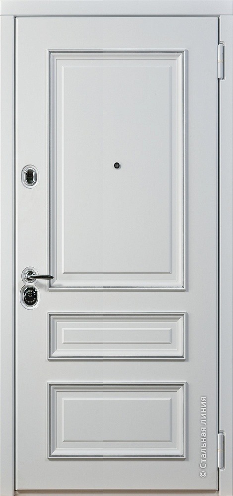 Входная дверь Барон SteelLak «Белый» с серебряной патиной