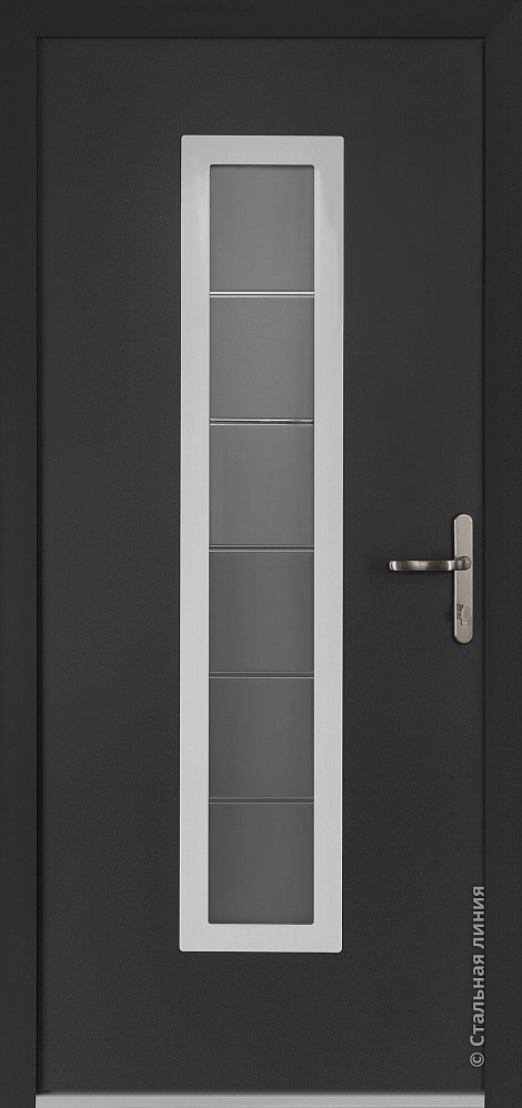 Входная дверь Хаски Pro 8 Полимер муар «Чёрно-серый» RAL 7021