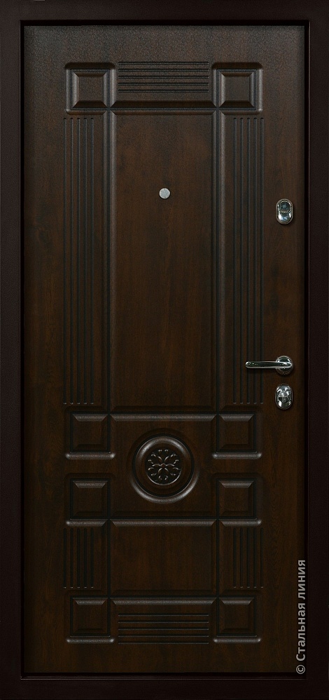 Входная дверь Аттика SteelTex Protect «Дуб тёмный» с чёрной патиной
