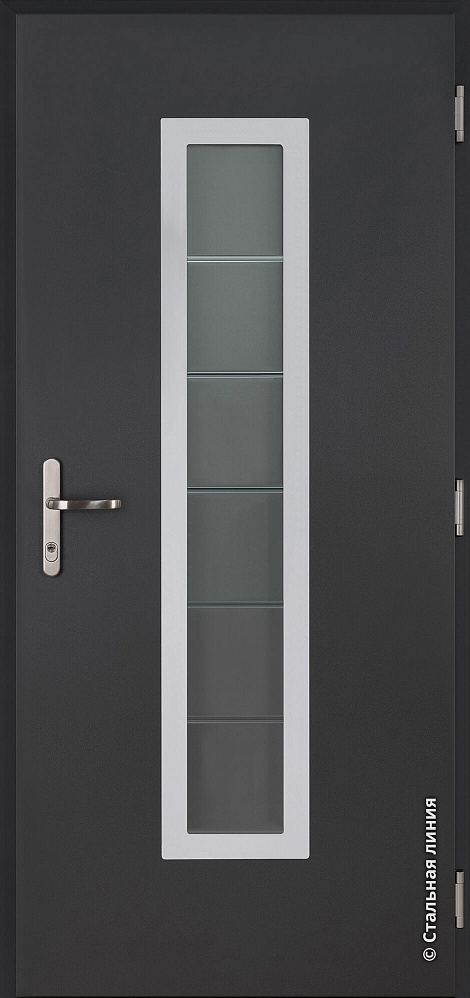Входная дверь Хаски Pro 8 Полимер муар «Чёрно-серый» RAL 7021