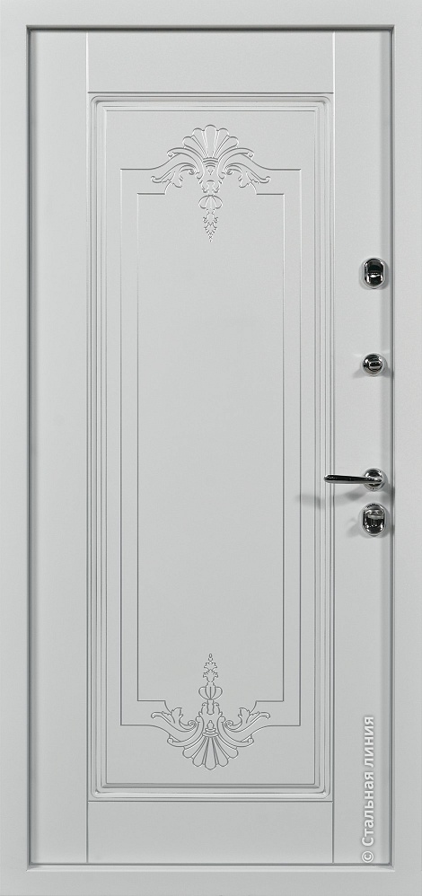 Входная дверь Богема SteelLak «Белый» с серебряной патиной