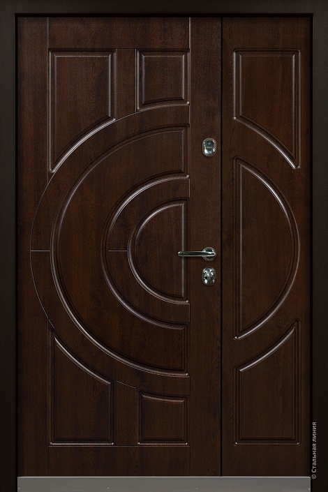 Входная дверь Гелиос SteelTex Protect «Дуб тёмный» с чёрной патиной