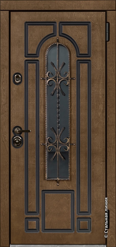 Входная дверь Арабелла 2 Бьорк-панель «Эбен» с чёрной патиной