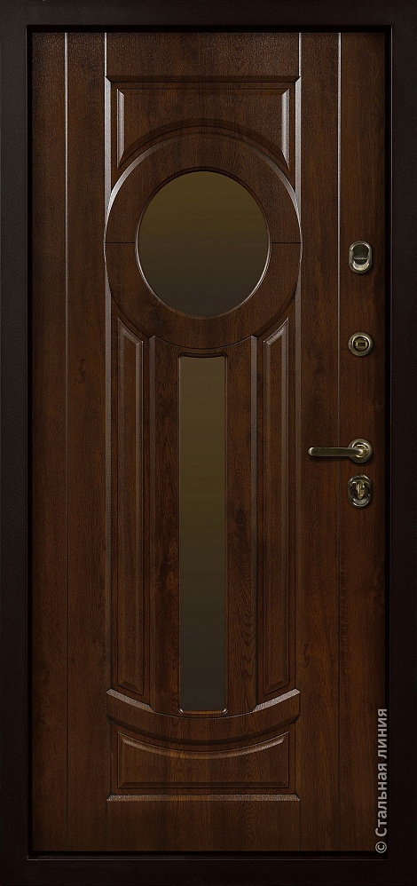 Входная дверь Афины SteelTex Protect «Дуб тёмный» с чёрной патиной