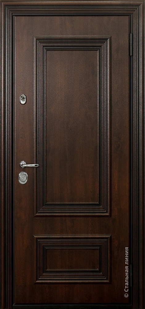 Входная дверь Полонез SteelTex «Дуб тёмный» с чёрной патиной