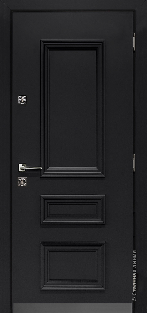 Входная дверь Стюарт Полимер Муар «Черный» RAL 9005