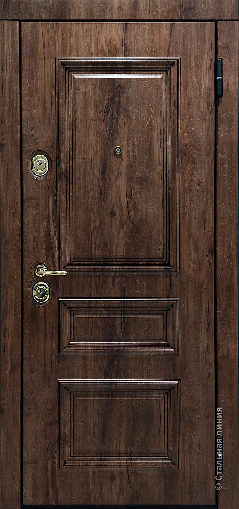 Входная дверь Старый Лондон Экошпон Premium «Дуб королевский» с чёрной патиной