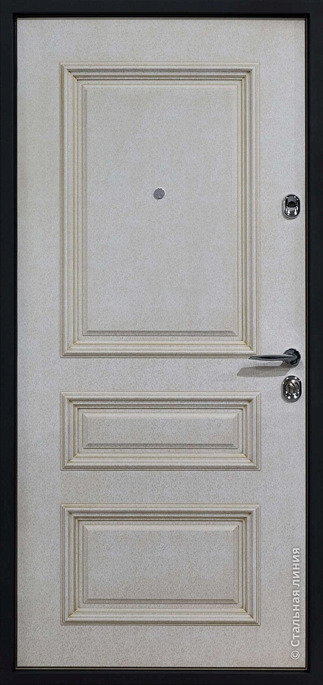 Входная дверь Сольер SteelTex «Белый» с золотой патиной