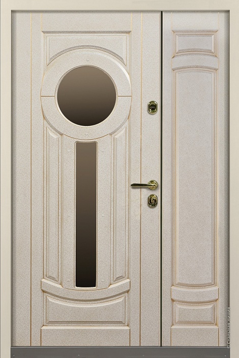 Входная дверь Троя SteelTex Protect «Белый» с золотой патиной