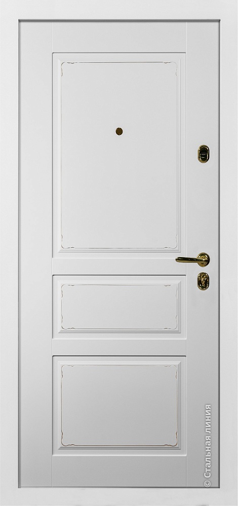 Входная дверь Амели SteelLak «Белый» с золотой патиной