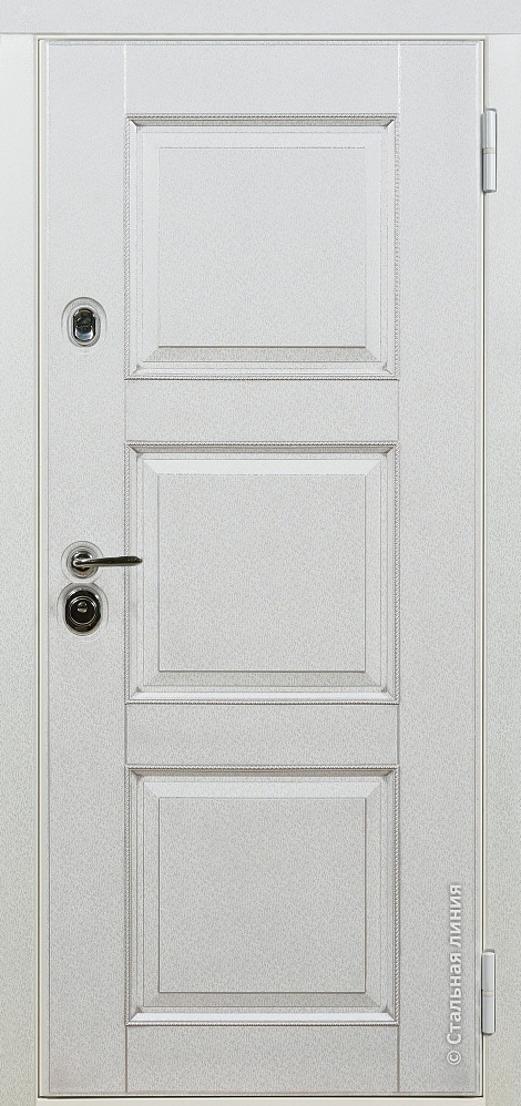 Входная дверь Виконт SteelTex «Белый» с серебряной патиной