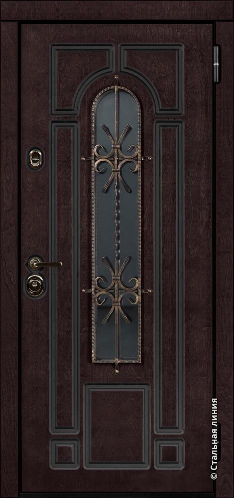 Входная дверь Арабелла 1 Бьорк-панель «Либерика» с чёрной патиной