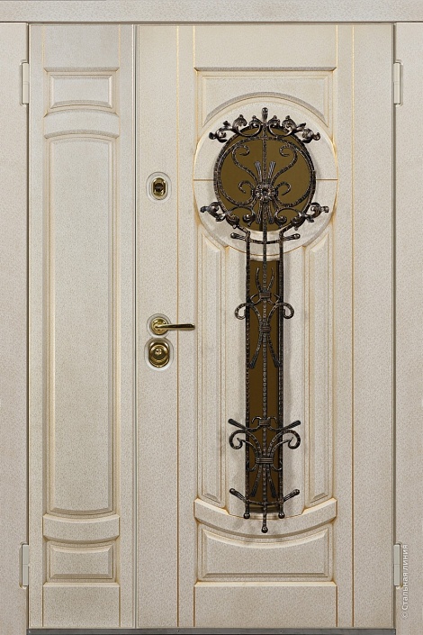 Входная дверь Троя SteelLak Protect «Белый» с золотой патиной